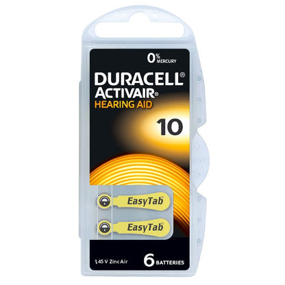 BATERIA AUDITIVA DURACELL DA10 1,45V ACTIVAIR 0%MG BLISTER*6