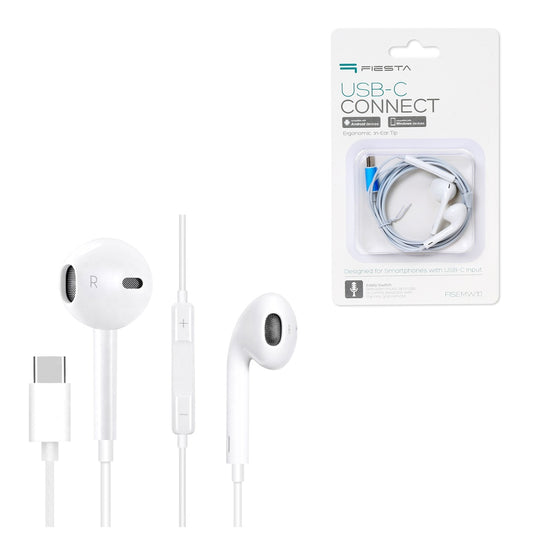 FIESTA AURICULARES BOTON + MIC TIPO-C BLANCO