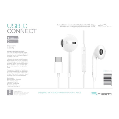 FIESTA AURICULARES BOTON + MIC TIPO-C BLANCO