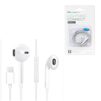 FIESTA AURICULARES BOTON + MIC  LIGHTNING BLANCO