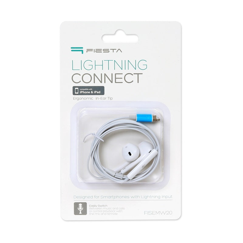 FIESTA AURICULARES BOTON + MIC  LIGHTNING BLANCO