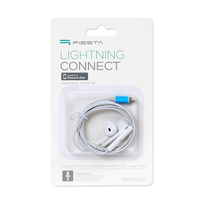 FIESTA AURICULARES BOTON + MIC  LIGHTNING BLANCO