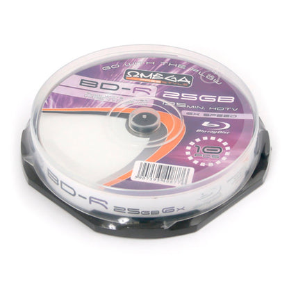 OMEGA FREESTYLE BD-R BLU-RAY 25GB 6X PRINT FF TARRINA*10 OFBDRP6C10