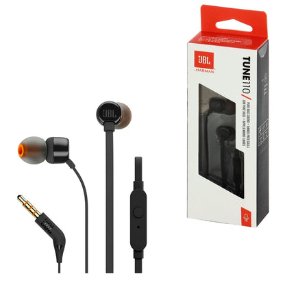 JBL AURICULARES BOTON CON MICROFONO TUNE T110 NEGRO
