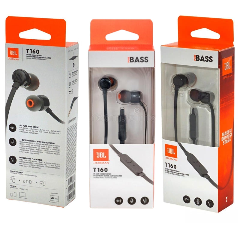 JBL AURICULARES BOTON CON MICROFONO TUNE T160 NEGRO