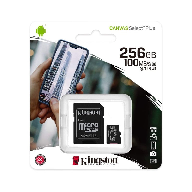 KINGSTON TARJETA microSD XC 256GB CLASE 10 + ADAPTADOR 100MB/S