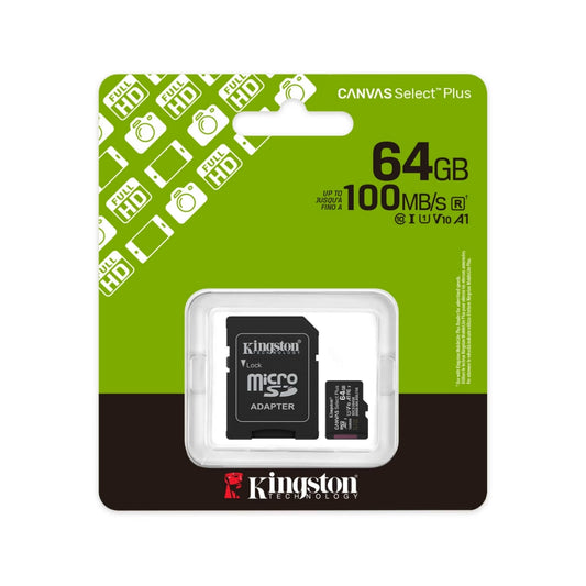 KINGSTON TARJETA microSD XC 64GB CLASE 10 + ADAPTADOR 100MB/S CANVAS GEN3