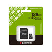 KINGSTON TARJETA microSD XC 128GB CLASE 10 + ADAPTADOR 100MB/S CANVAS GEN 3
