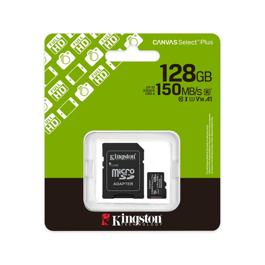 KINGSTON TARJETA microSD XC 128GB CLASE 10 + ADAPTADOR 100MB/S CANVAS GEN 3