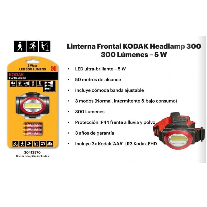 KODAK HEADLIGHT 300LM 3xAAA