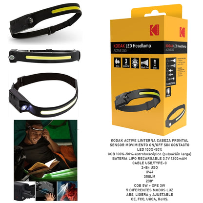 KODAK ACTIVE HEADLAMP 350 FRONT LED FLASHLIGHT