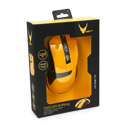 OMEGA VARR RATON OM-270 GAMING 1200-1600-2400-3200DPI AMARILLO