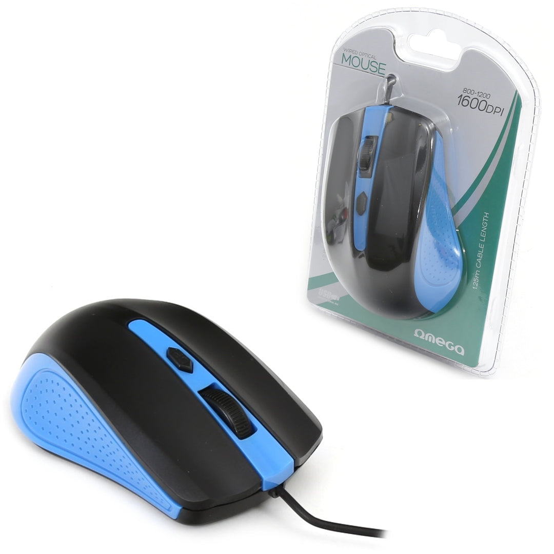OMEGA RATON OPTICO 3D USB 1000DPI OM05BL AZUL