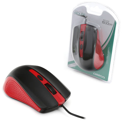 OMEGA RATON OPTICO 3D USB 1000DPI OM05R ROJO