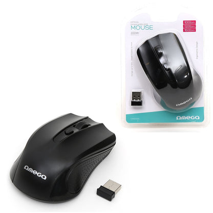 OMEGA RATON INALAMBRICO 2,4GHZ 1000DPI NANO USB OM0419B NEGRO