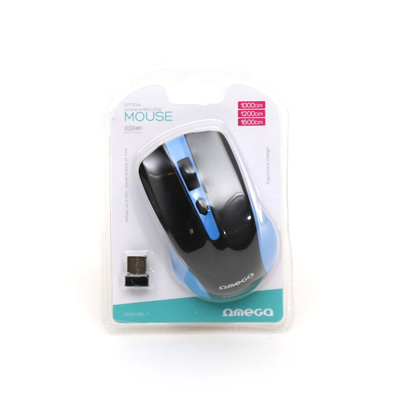 OMEGA RATON INALAMBRICO 2,4GHZ 1000DPI NANO USB OM0419BL AZUL