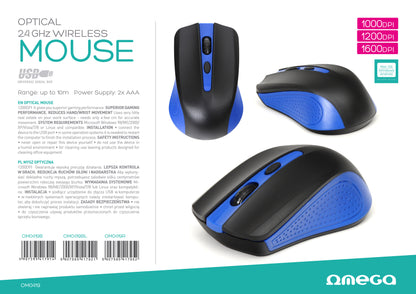 OMEGA RATON INALAMBRICO 2,4GHZ 1000DPI NANO USB OM0419BL AZUL