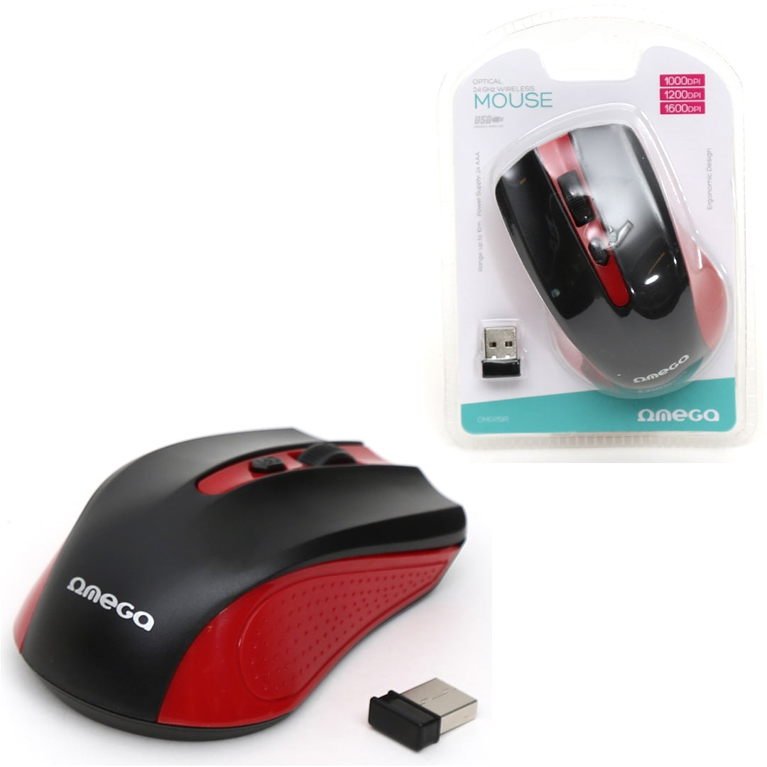 OMEGA WIRELESS MOUSE 2.4GHZ 1000DPI NANO USB OM0419R RED