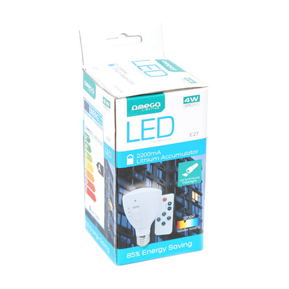 LÂMPADA LED RECARREGÁVEL OMEGA E27 4W