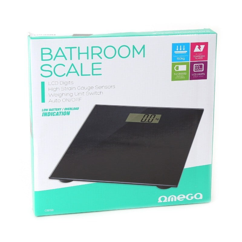 OMEGA BASCULA DE BAÑO DIGITAL 150KGS. NEGRO