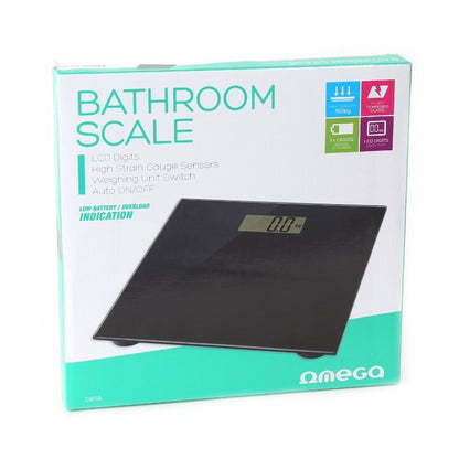 OMEGA BASCULA DE BAÑO DIGITAL 150KGS. NEGRO