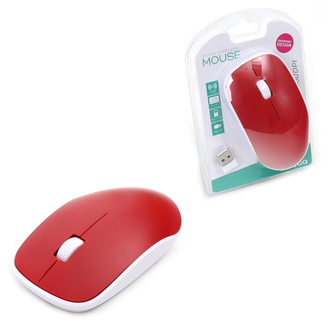 OMEGA RATON INALAMBRICO 2,4GHz 1000DPI ROJO