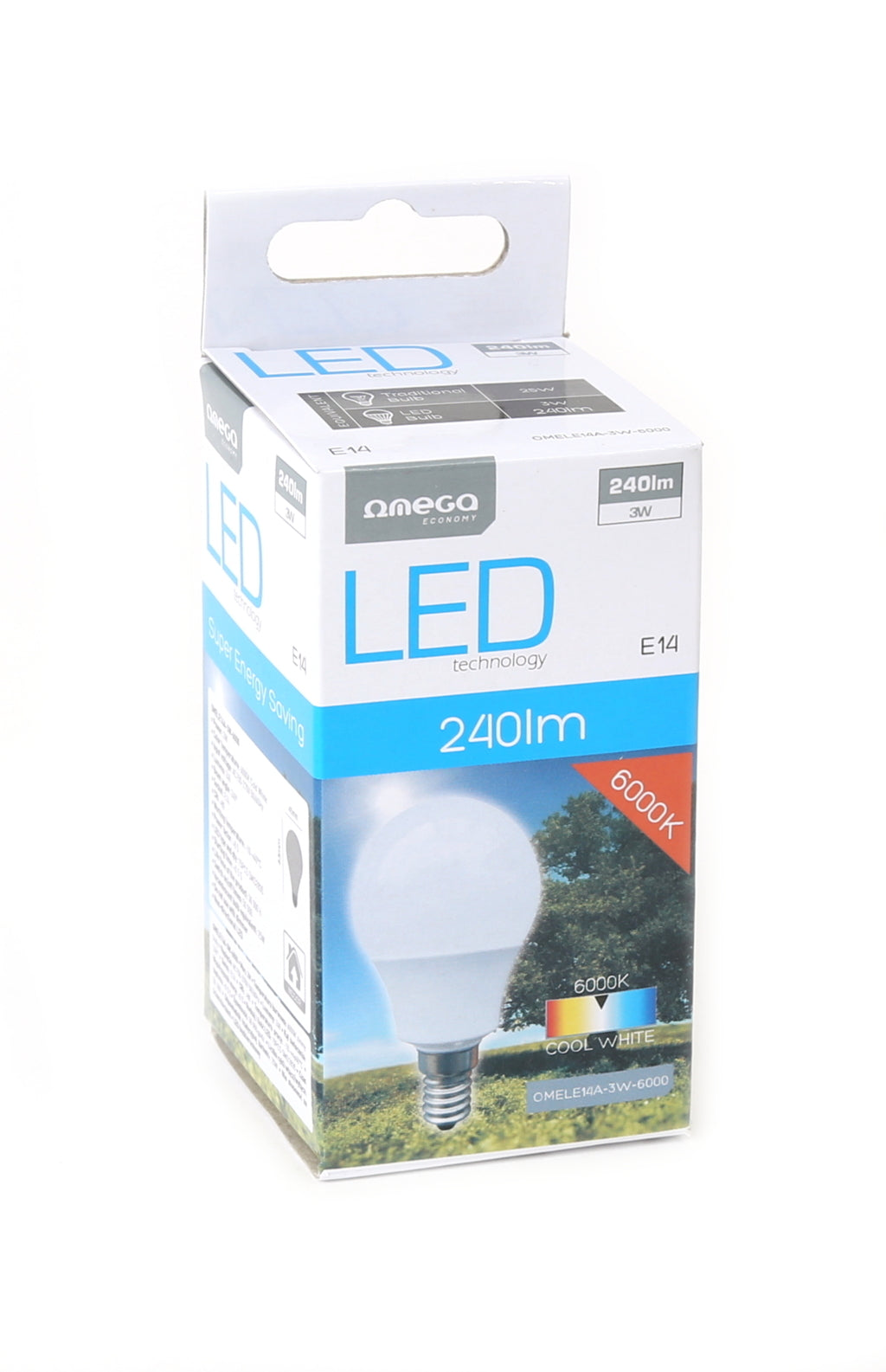OMEGA BOMBILLA LED COMFORT 3W E14 ESFERICA 6000K 270lm