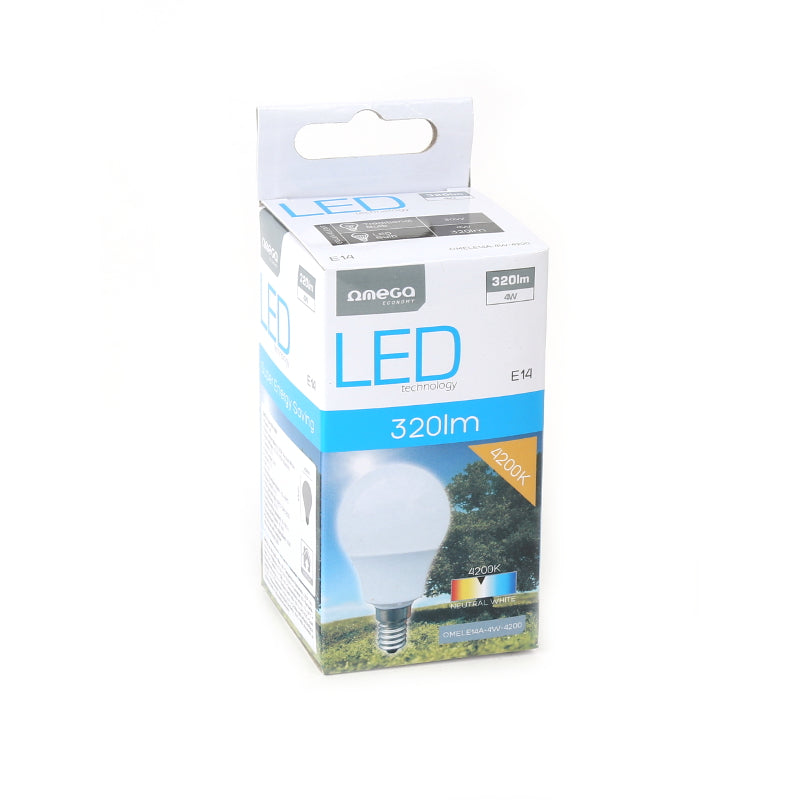 OMEGA BOMBILLA LED COMFORT 4W E14 ESFERICA 4200K 350lm