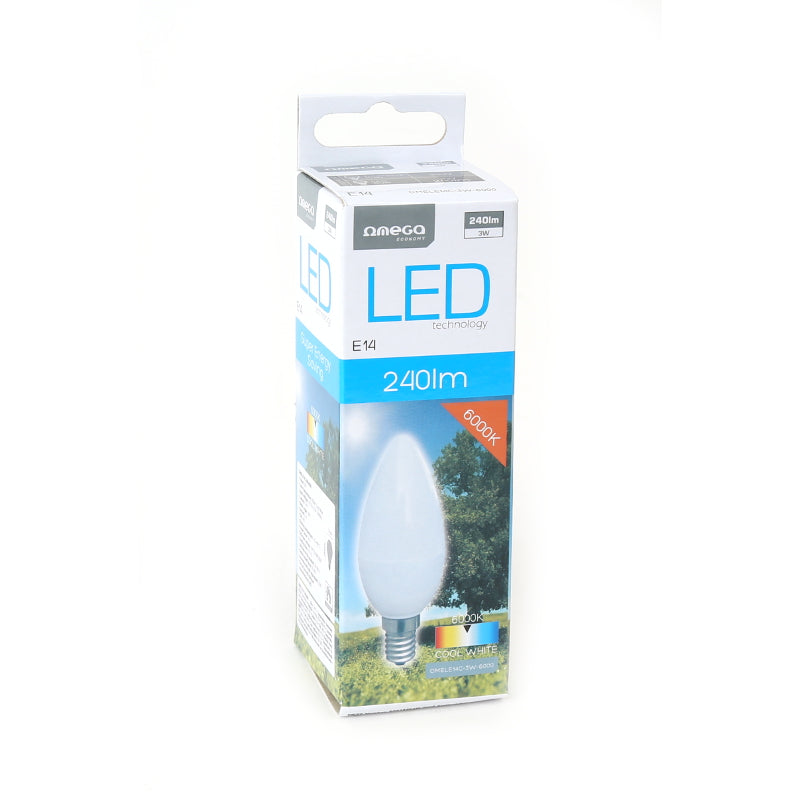 OMEGA BOMBILLA LED ECO 3W E14 6000K VELA 270lm