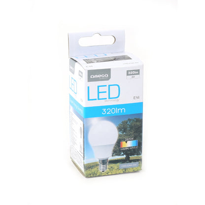 OMEGA BOMBILLA LED COMFORT 4W E14 ESFERICA 2800K 350lm