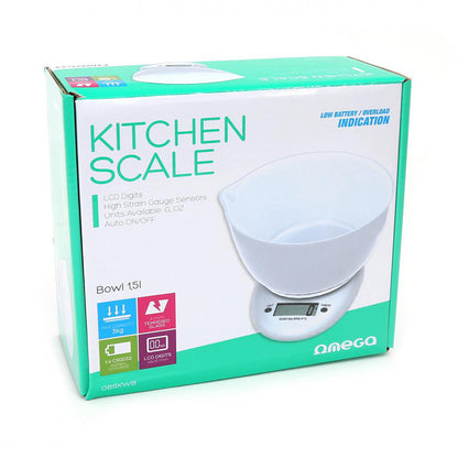 OMEGA BASCULA DE COCINA DIGITAL BLANCO OBSKWB