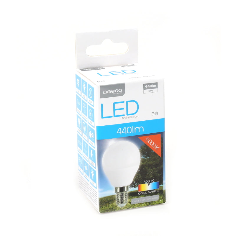OMEGA BOMBILLA LED COMFORT 5W E14 ESFERICA 6000K 440lm