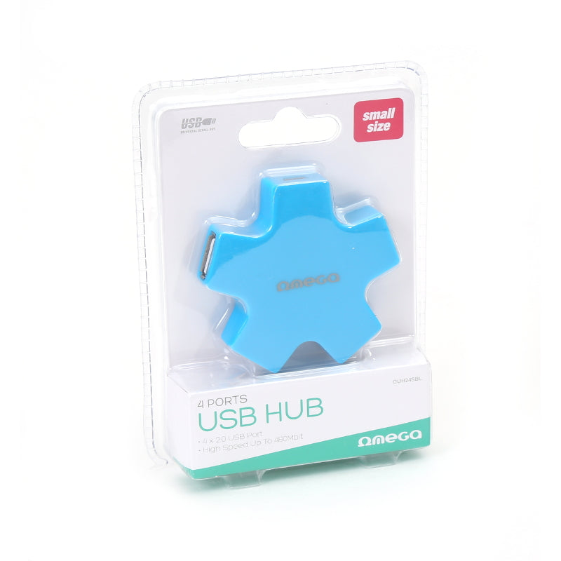 HUB OMEGA 4 PORTAS USB 2.0 ESTRELA AZUL