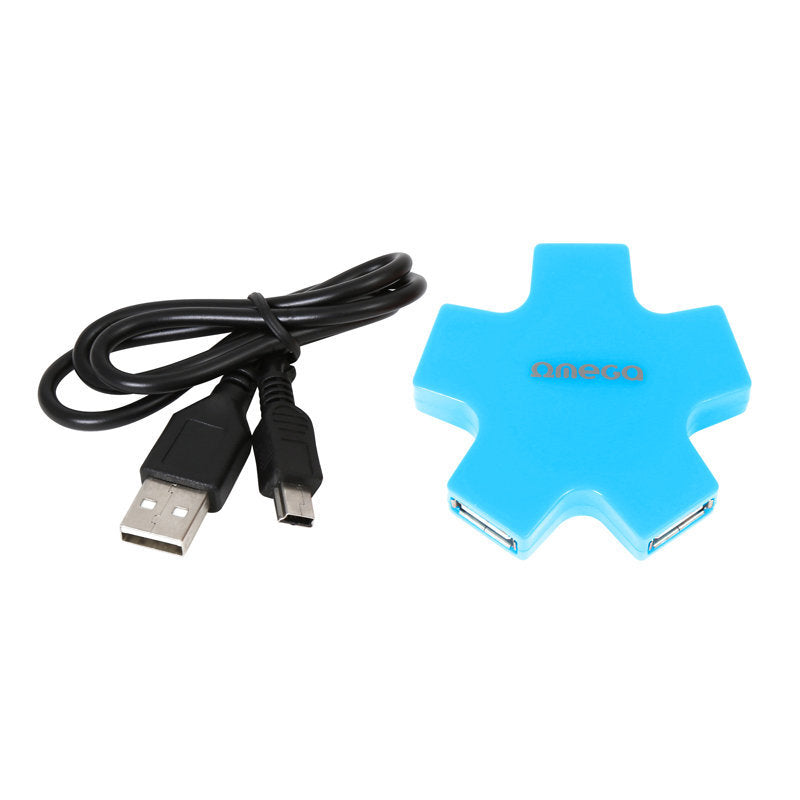 HUB OMEGA 4 PORTAS USB 2.0 ESTRELA AZUL