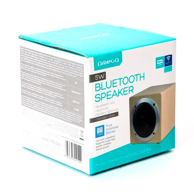 OMEGA BLUETOOTH SPEAKER v4.2 WOOD 4" 5W OG61W TRUE WIRELESS STEREO