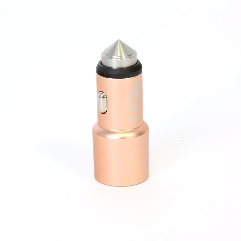 OMEGA CARGADOR MECHERO COCHE METAL 2xUSB 5V 2.1A ROSE GOLD