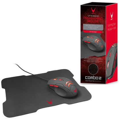 OMEGA VARR KIT GAMING RATON 1000 - 3200DPI + ALFOMBRILLA XL NEGRO/ROJO VSETMPX4