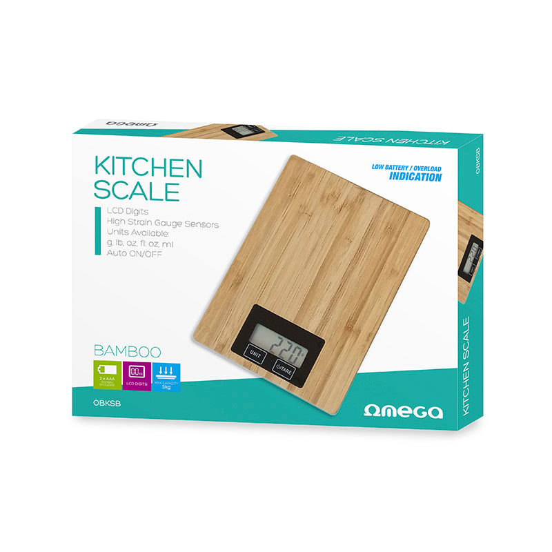 OMEGA BASCULA DE COCINA DIGITAL DE BAMBU