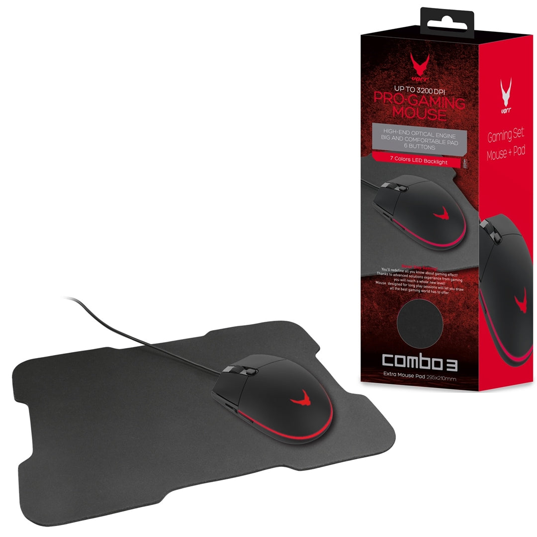OMEGA VARR RATON GAMING CON LUZ + ALFOMBRILLA VSETMPX5