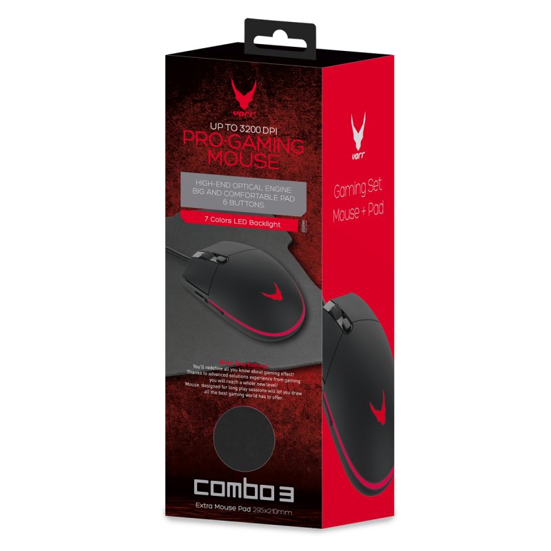 OMEGA VARR RATON GAMING CON LUZ + ALFOMBRILLA VSETMPX5