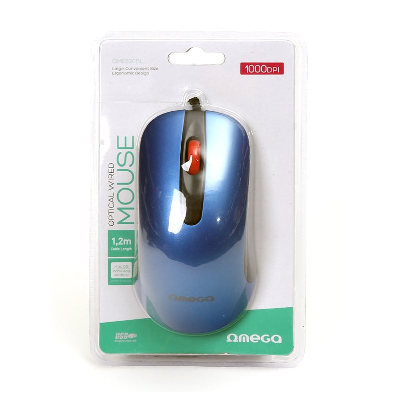 OMEGA RATON XL OPTICO USB 1000DPI OM0520 AZUL