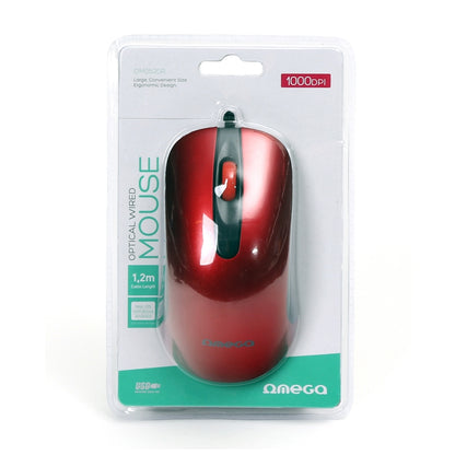 OMEGA RATON XL OPTICO USB 1000DPI OM0520 ROJO