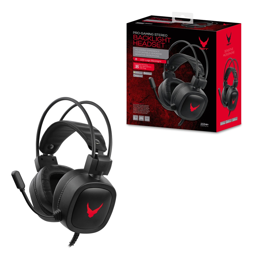 CAPACETE OMEGA VARR PRO-GAMING LED LUZ 7 CORES MIC VH6020B USB+MINI JACK
