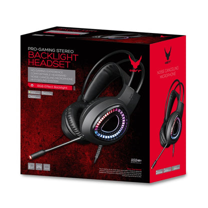 OMEGA VARR CASCO PRO-GAMING LUZ LED CANCELACION RUIDO MIC VH8010 USB 7.1 NEGRO