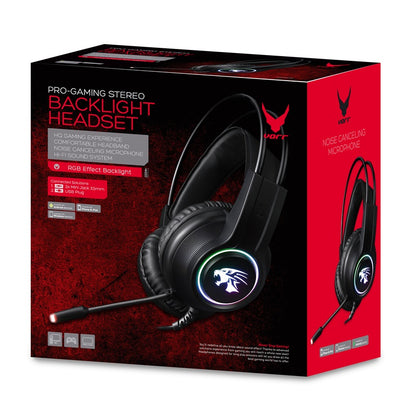 OMEGA VARR CASCO PRO-GAMING LUZ LED CANCELACION RUIDO MIC VH8030 USB+2*MINI JACK
