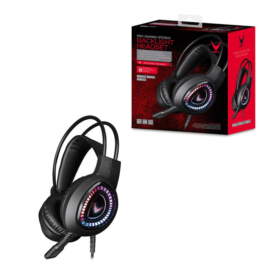OMEGA VARR CASCO PRO-GAMING LUZ LED CANCELACION RUIDO MIC VH8010L USB