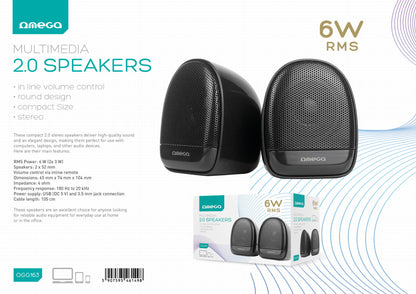 OMEGA SPEAKERS PC 2.0 6W RMS RGB USB OGG163