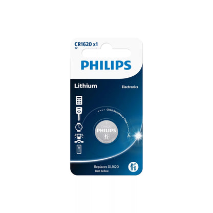 BATERIA DE BOTÃO DE LÍTIO PHILIPS CR1620 3V BLISTER*1