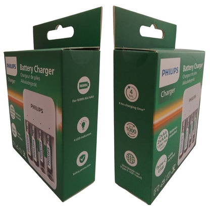 PHILIPS CARGADOR DE PILAS TIPO-C CABLE INCLUIDO + 2xAA (1300mAh) + 2xAAA(700mAh)