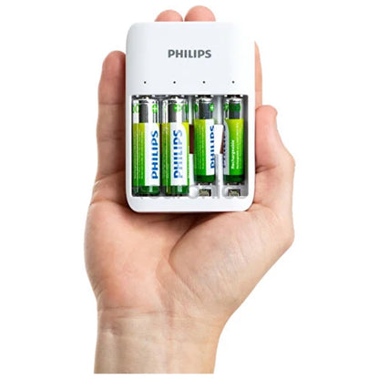 PHILIPS CARGADOR DE PILAS TIPO-C CABLE INCLUIDO + 2xAA (1300mAh) + 2xAAA(700mAh)